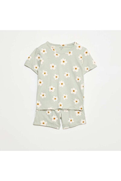 KIABI Short Pajama Set - T-shirt + Shorts - 2 Piece GREEN