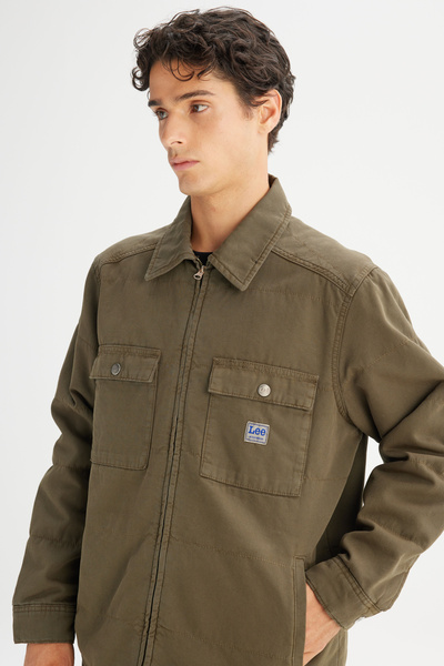 Lee 100% βαμβακερό μπουφάν χακί κανονικής εφαρμογής κανονικής εφαρμογής
