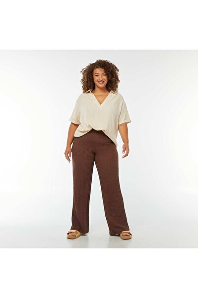 KIABI Cotton gauze blouse with polo collar WHITE