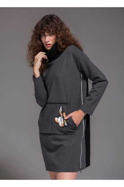 KASHA سترة عالية الرقبة مزينة بتطريز وسحاب جانبي