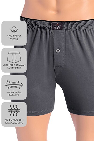 Öts Premium 5-Pack Men's Boxer Shorts with Buttons, Single Jersey - Gift Boxed, 100% Cotton, Ultra Soft Fabric, Comfortable