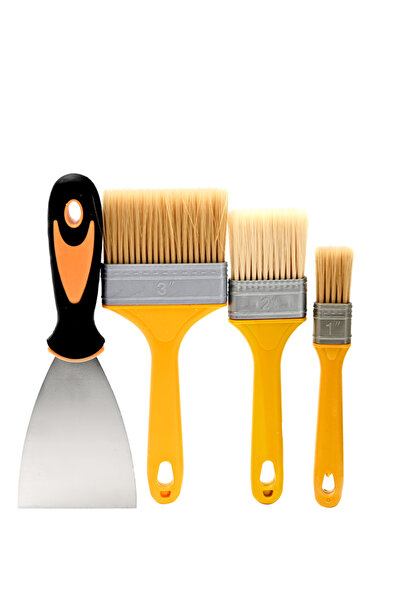 Lawazim 3 Piece Paint Brush and Paint Scraper Set - DIY Painting and Surface Preparation Kit