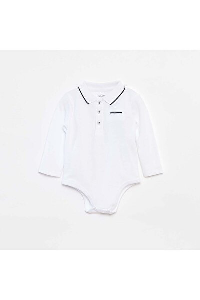 KİABİ Long-sleeved polo collar body WHITE