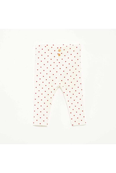 KIABI بنطال طويل منقوش مضلع باللون الأبيض