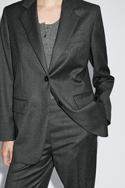 Massimo Dutti %100 yün flanel takım blazer