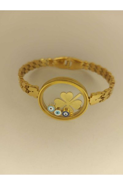 Romea Stainless Steel Quarter Bracelet, Gold Plated Bell Bracelet, Quarter Bracelet, Clover