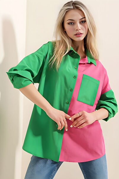 Hiccup BDART Сатинова сорочка з кольоровими блоками, з кишенями