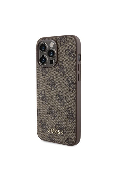 Guess Θήκη για iPhone 15 Pro Max, Σκληρή θήκη 4G Μεταλλική Χρυσή με Λογότυπο, Καφέ
