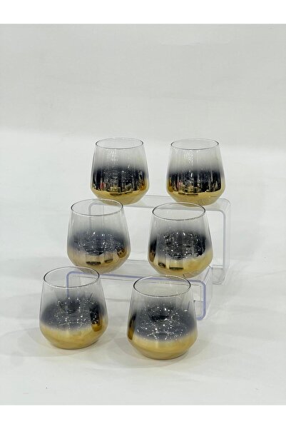 isra kristal Titanium Plated Gold 6-Piece Luxury Glass Cup Set – Gift Water/Soft Drink Glass