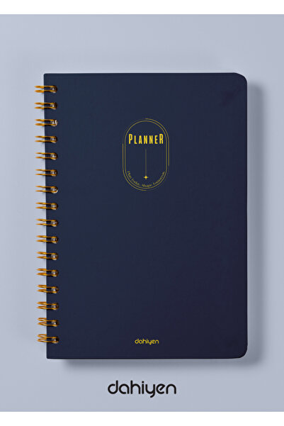 Dahiyen A5 Spiralli Keten Süresiz Planlayıcı Ajanda - Lacivert Sert Kapak