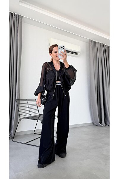 pelin yıldız butik Mix Yazı Detaylı Pantalon