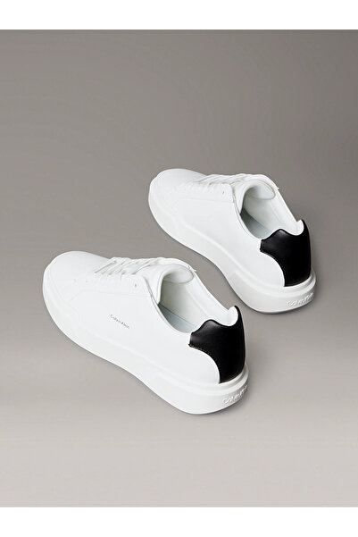 Calvin Klein Kadın Marka Logolu Kalın Tabanlı Elastık Bağcıklı Günlük Kullanıma Uygun Beyaz Sneaker