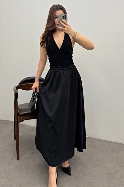 Bipantolon Жіноча чорна спідниця з еластичним поясом та кльош