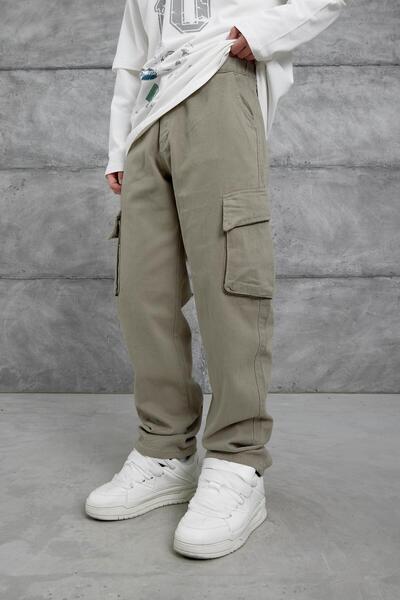 NOMARC Зелений W11 Габардин Тканина Баггі Крій Карго Кишені Джинси Панлотон