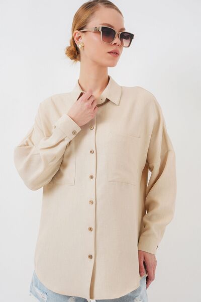 Hiccup Πουκάμισο BDART με μακρυμάνικο λινό μείγμα με τσέπες