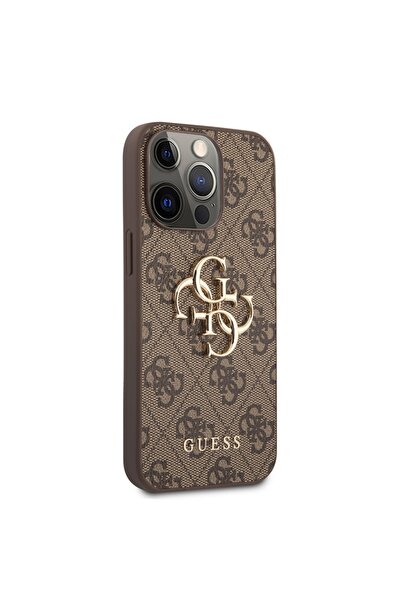 Guess Θήκη για iPhone 13 Pro, Σκληρή θήκη 4G με μεγάλο μεταλλικό λογότυπο, Λεπτή προστασία, Συμβατή, Καφέ