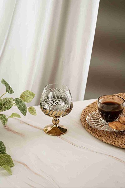 crystalhome 6 Pack Gold Meltem Crystal Coffee Side Dish 250ml