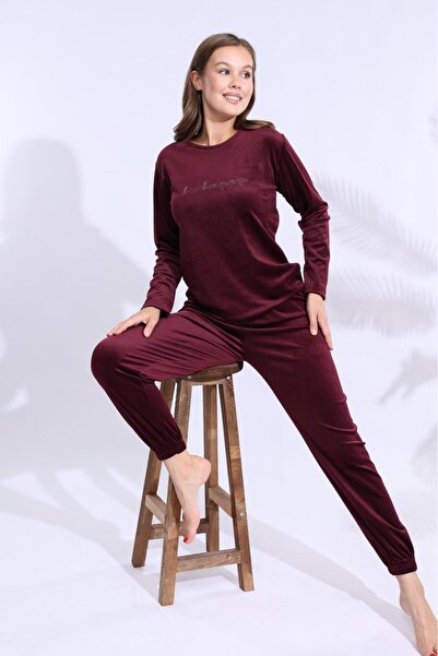 Elit Women's Velvet Cuffed Leg Winter Pajama Set