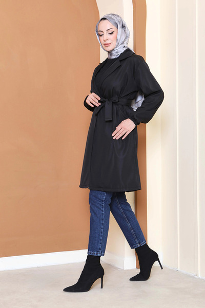 Butik Kuşaklı Kolu Lastikli Miranda Trençkot