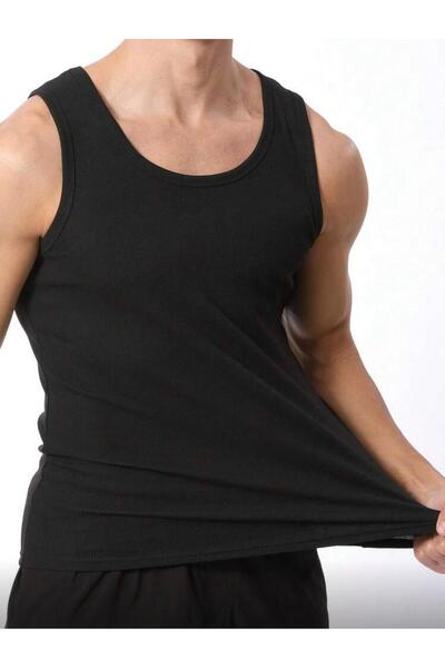 TURKUAZ KIDS 3 Pieces Compact Combed Cotton Black Men's Tank Top 100% Cotton Standard Fit Regular Cut 3-Pack