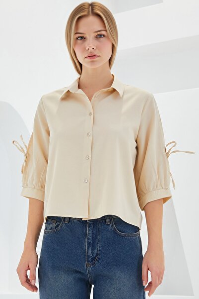 Hiccup Bdart Bow Detailed Short Shirt