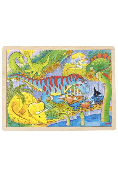 Goki Puzzle din lemn, copii 3+, 48 de piese, model dinozaur,