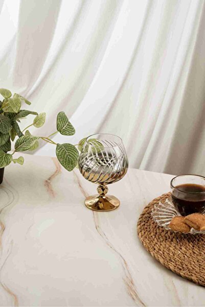 crystalhome 6 Pack Gold Meltem Crystal Coffee Side Dish 250ml