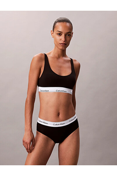 Calvin Klein Kadın Marka Logolu Beyaz Elastik Bantlı Siyah Sütyen LV00QF8503 UB1