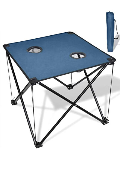 Cady One طاولة رحلات قابلة للطي مع حقيبة تخزين مزودة بأقدام معدنية و مدخلي أكواب مقاس 48 سم × 48 سم × 45 سم