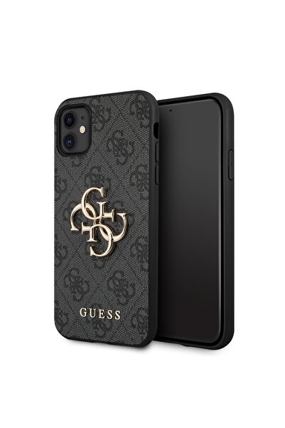 Guess Θήκη για iPhone 11, Σκληρή θήκη 4G με μεγάλο μεταλλικό λογότυπο, Λεπτή προστασία, Συμβατή, Γκρι
