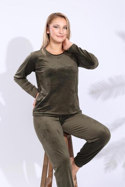 Elit Women's Velvet Cuffed Leg Winter Pajama Set