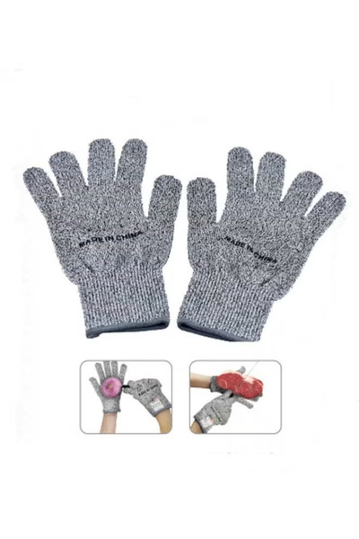 Cady One Pair of cut-resistant safety gloves suitable for kitchen use, gray color