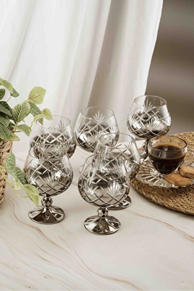 crystalhome 6-Pack Silver Pineapple Crystal Coffee Side Dish 250ml