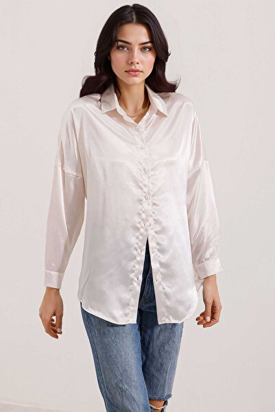 Hiccup Bdart Buttoned Oversize Satin Shirt