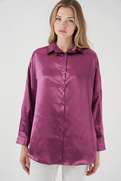 Hiccup Cămașă oversize din satin cu nasturi BDART