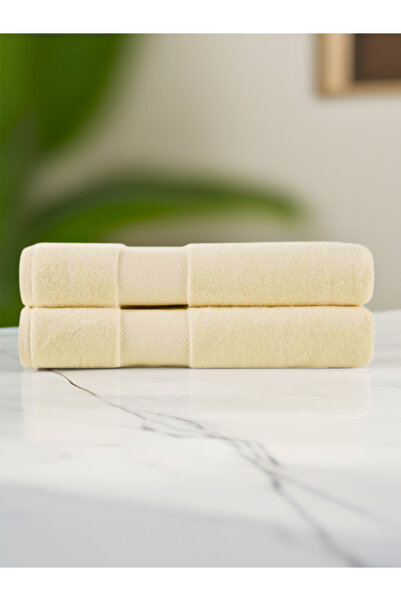 1Chase Pack of 2 - Luxury Cotton Bath Towel, Beige 70x140cm