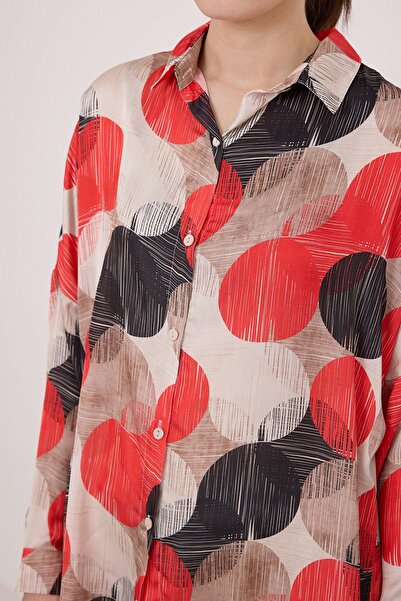 Hiccup Bdart Buttoned Oversize Satin Shirt