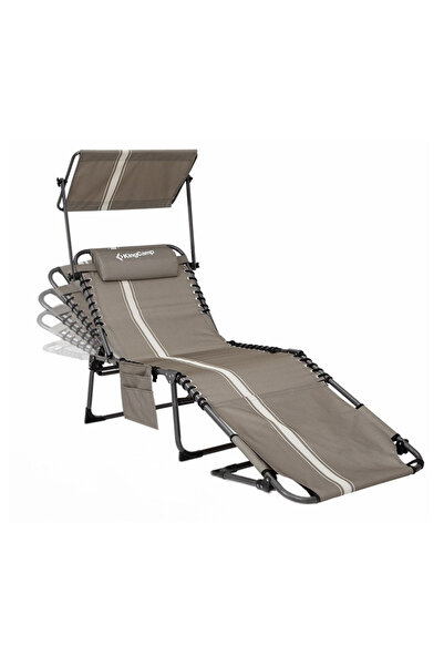 KINGCAMP Magnolia B10 Plus Hands-Free Premium 7 Kademeli Katlanır Şezlong Grey/White