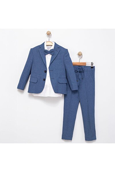 RAPAPA Boy's Blue Suit Set 4 Pieces (Jacket, Shirt, Pants, Bow Tie)5430