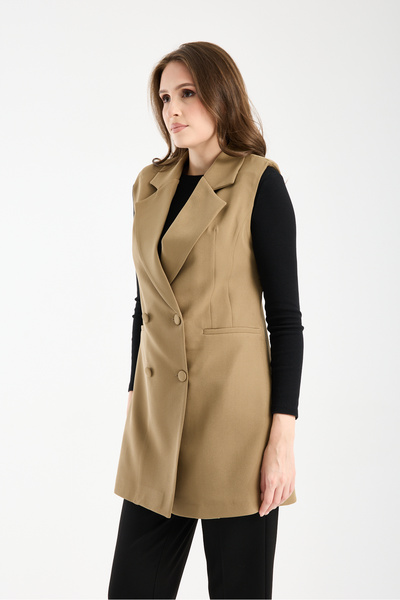 Bolivente Темно-зелений довгий круазе тканий жилет