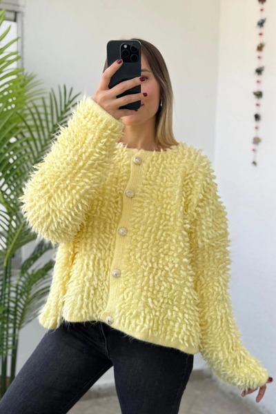 Kubos Moda Crew Neck Knitwear Yellow Fringed Knitwear