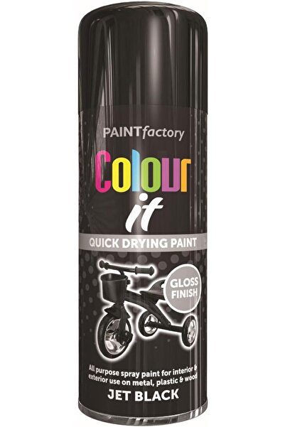 Paint Factory Jet Black Gloss Spray Paint 400ml - Quick Drying High Performance Spray Paint