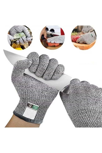 Cady One Pair of cut-resistant safety gloves suitable for kitchen use, gray color