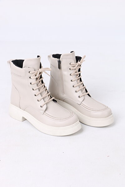 Weynes Women's Beige Flat Sole Long Boots Bootie Wsb1130