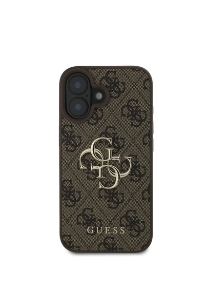 Guess Carcasă pentru iPhone 16, Hardcase 4G cu logo mare, protecție subțire, compatibilă, maro