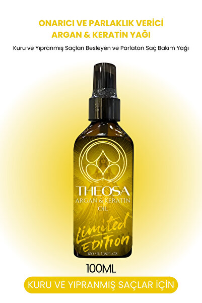 THEOSA Argan & Keratin Oil 100ml Saç Bakım Yağı (Kuru ve Yıpranmış Saçlar için)