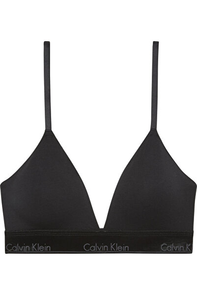 Calvin Klein Kadın Marka Logolu Beyaz Elastik Bantlı Siyah Sütyen LV00QF8548 UB1