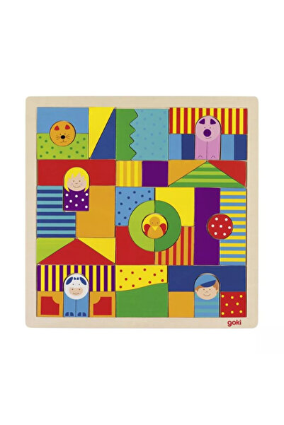 Goki Puzzle with animals, wooden, mosaic style, 43 pieces,