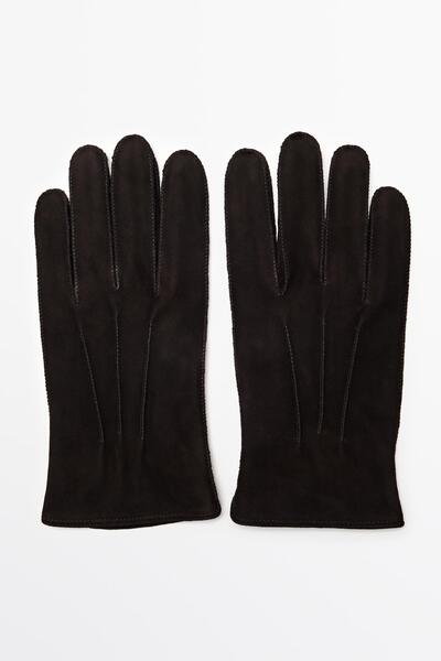 Massimo Dutti Süet yüzeyli keçi derisi eldiven