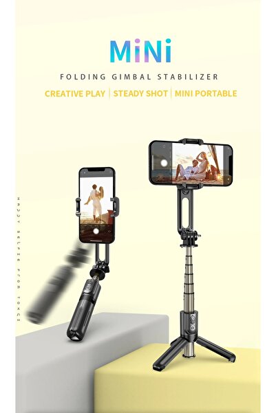 Coverzone Gimbal Tripod - Titreşim Önleyici, 360° Döner, Bluetooth Kumanda, Video Fotoğraf İçin L18 Mini